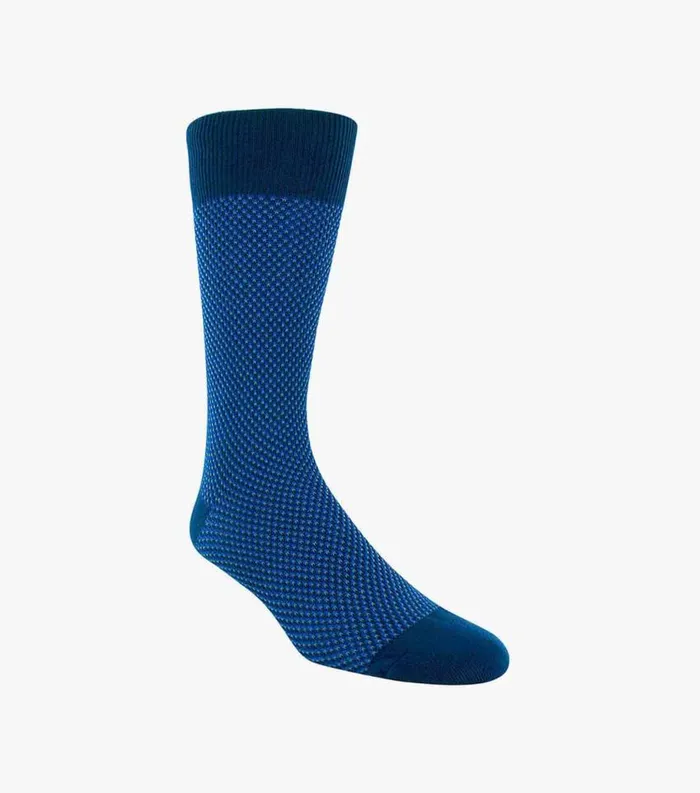 Men Double Birdseye Crew Dress Socks Dark Blue Florsheim Socks