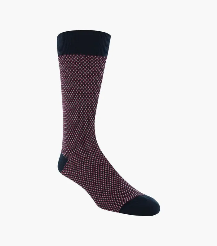 Men Double Birdseye Crew Dress Socks Navy Florsheim Socks