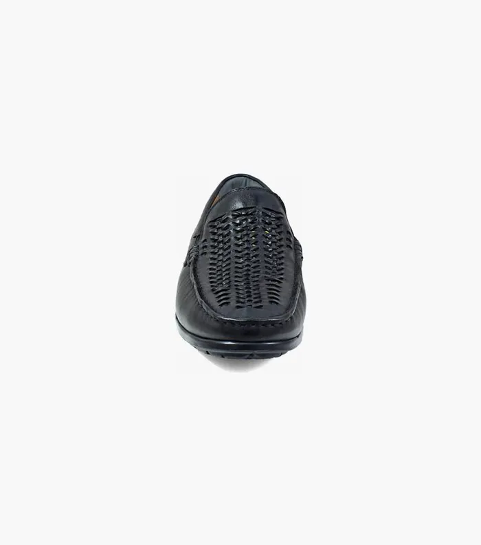 Men Draft Moc Toe Woven Driver Black Florsheim Casual Shoes