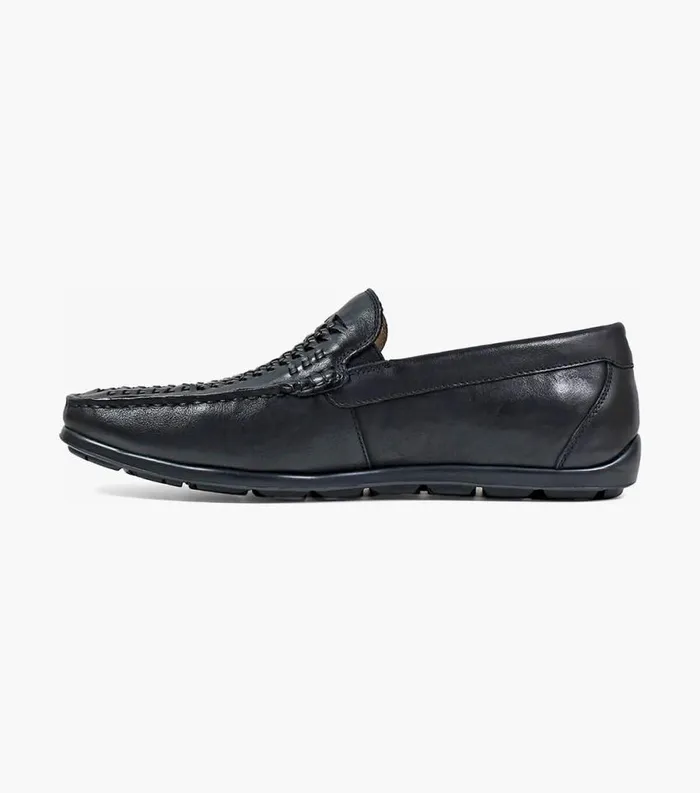 Men Draft Moc Toe Woven Driver Black Florsheim Casual Shoes
