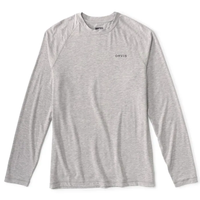 Men DriCasttrade Logo LongSleeved Crew Light Heather Grey Orvis Shirts