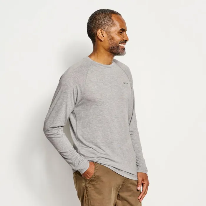 Men DriCasttrade Logo LongSleeved Crew Light Heather Grey Orvis Shirts