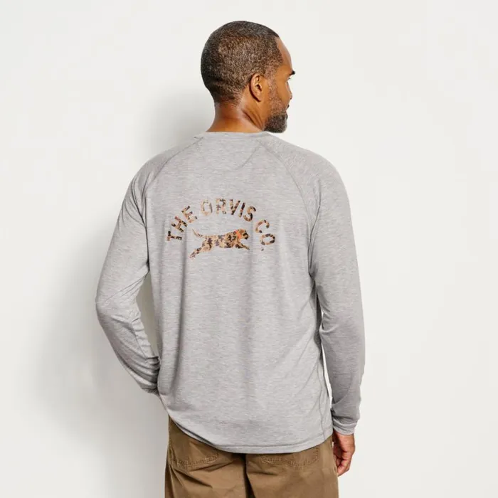 Men DriCasttrade Logo LongSleeved Crew Light Heather Grey Orvis Shirts