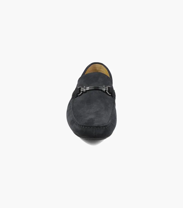 Men Dubino Moc Toe Bit Loafer Black Suede Florsheim Dress Shoes