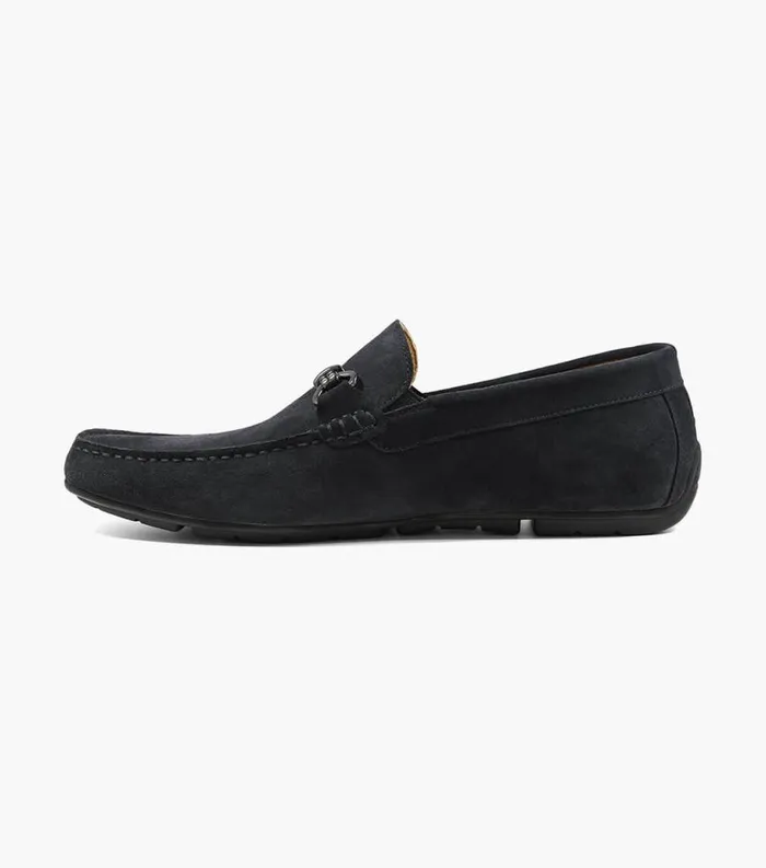 Men Dubino Moc Toe Bit Loafer Black Suede Florsheim Dress Shoes