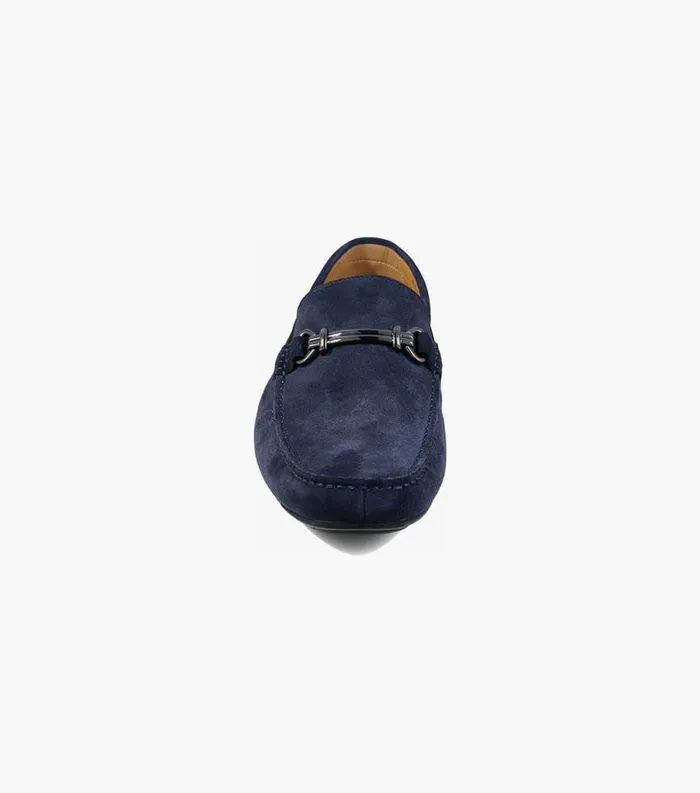 Men Dubino Moc Toe Bit Loafer Navy Suede Florsheim Dress Shoes