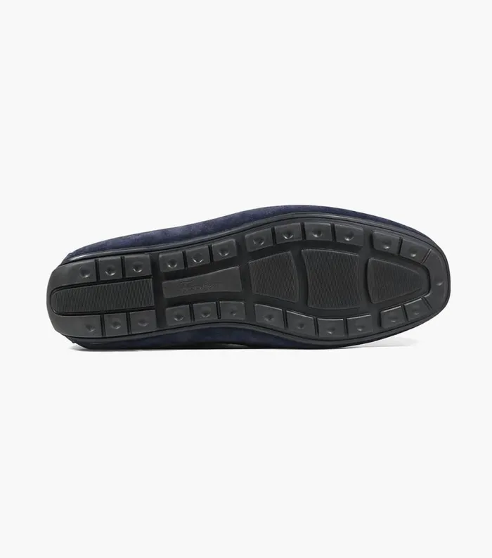 Men Dubino Moc Toe Bit Loafer Navy Suede Florsheim Dress Shoes