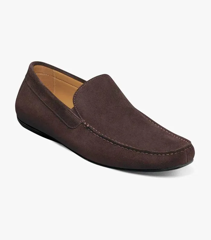 Men Dubino Moc Toe Venetian Slip On Chocolate Florsheim Dress Shoes