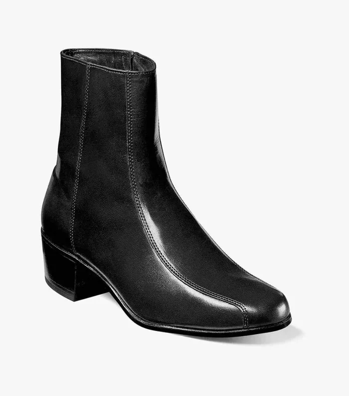 Men Duke Bike Toe Zipper Boot Black Florsheim Dress Shoes