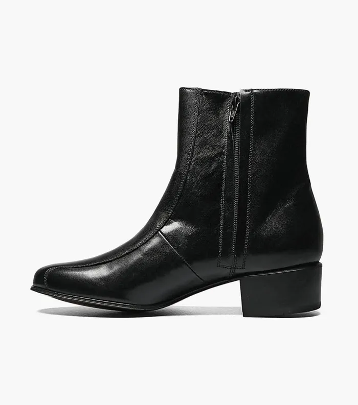 Men Duke Bike Toe Zipper Boot Black Florsheim Dress Shoes