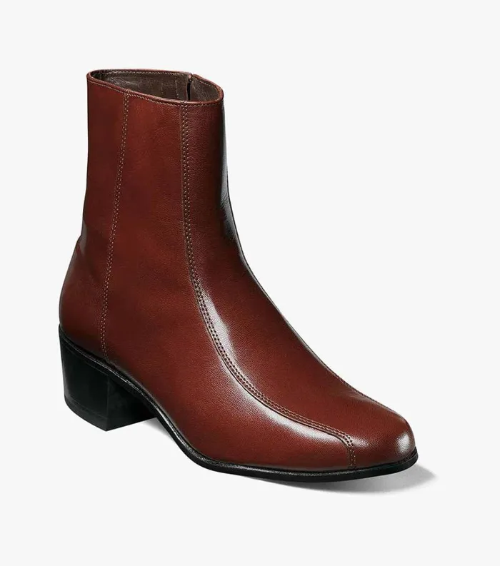 Men Duke Bike Toe Zipper Boot Cognac Florsheim Dress Shoes