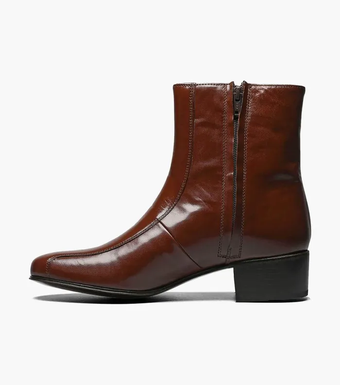 Men Duke Bike Toe Zipper Boot Cognac Florsheim Dress Shoes