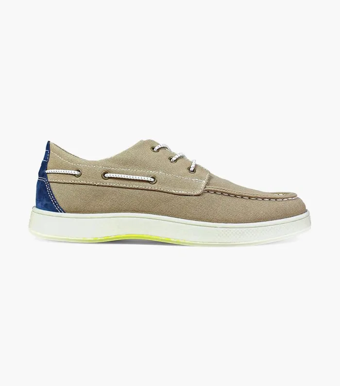 Men Edge Moc Toe Boat Shoe Khaki Florsheim Casual Shoes