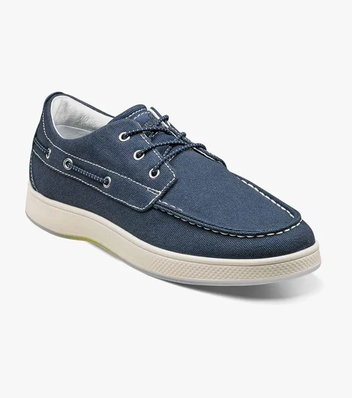 Men Edge Moc Toe Boat Shoe Navy Florsheim Casual Shoes