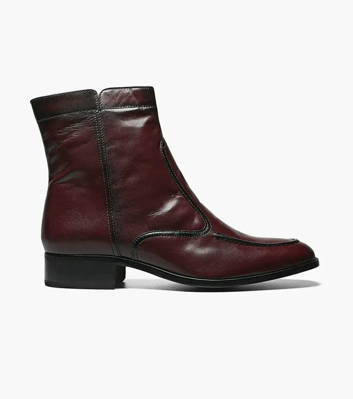 Men Essex Moc Toe Zipper Boot Black Cherry Florsheim Dress Shoes