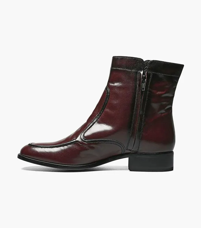 Men Essex Moc Toe Zipper Boot Black Cherry Florsheim Dress Shoes