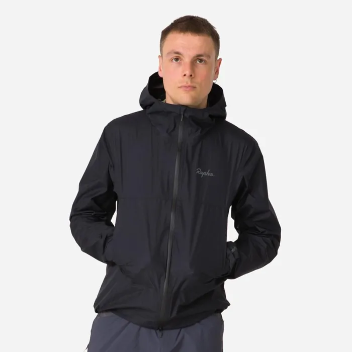 Men Explore Lightweight GoreTex Jacket Blackcarbon Grey Rapha Jackets and Vests