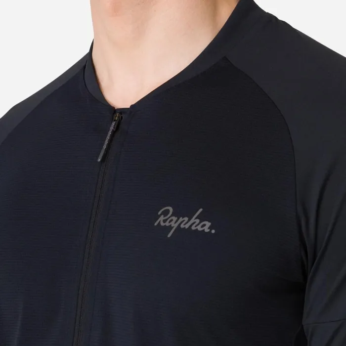 Men Explore Long Sleeve Zip Neck Tech Tshirt Blackblack Rapha TShirts and Tops