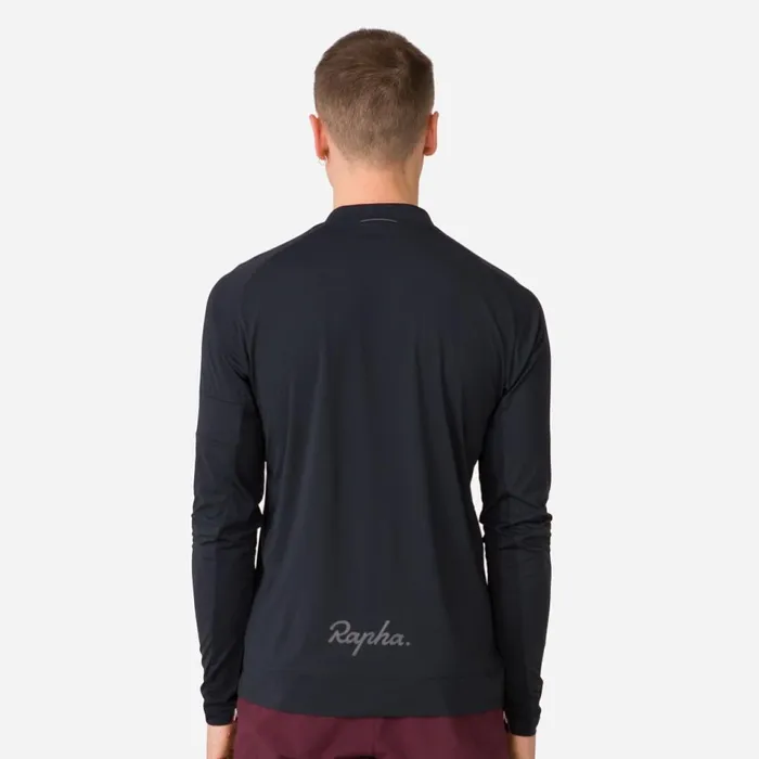 Men Explore Long Sleeve Zip Neck Tech Tshirt Blackblack Rapha TShirts and Tops