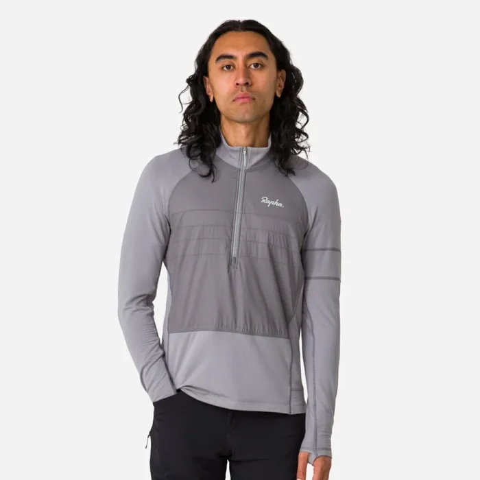 Men Explore Zip Neck Pullover Dark Greygreylint Aloe Washsage Greyrock Rapha Hoodies and Sweatshirts