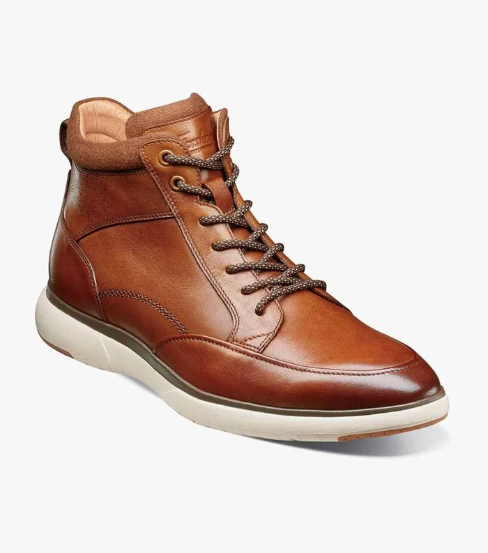 Men Flair Moc Toe Lace Up Boot Cognac Florsheim Casual Shoes
