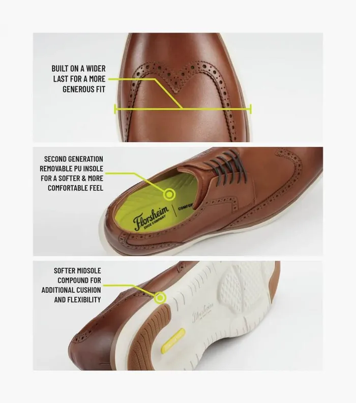 Men Flair Moc Toe Lace Up Boot Cognac Florsheim Casual Shoes