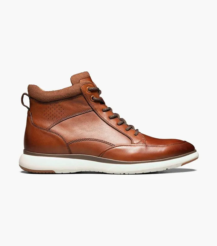 Men Flair Moc Toe Lace Up Boot Cognac Florsheim Casual Shoes