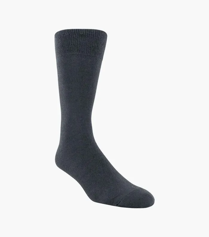 Men Flat Knit Crew Dress Socks Charcoal Florsheim Socks