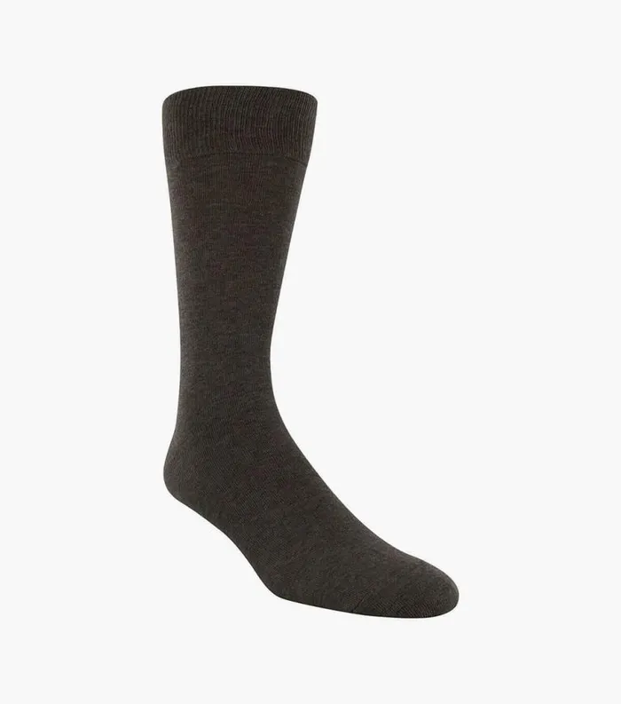 Men Flat Knit Crew Dress Socks Chocolate Florsheim Socks