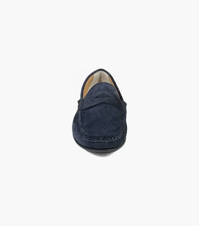 Men Fuego Moc Toe Penny Loafer Navy Suede Florsheim Dress Shoes
