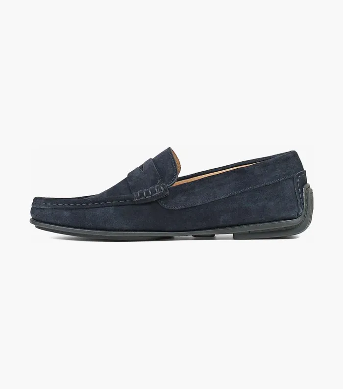 Men Fuego Moc Toe Penny Loafer Navy Suede Florsheim Dress Shoes
