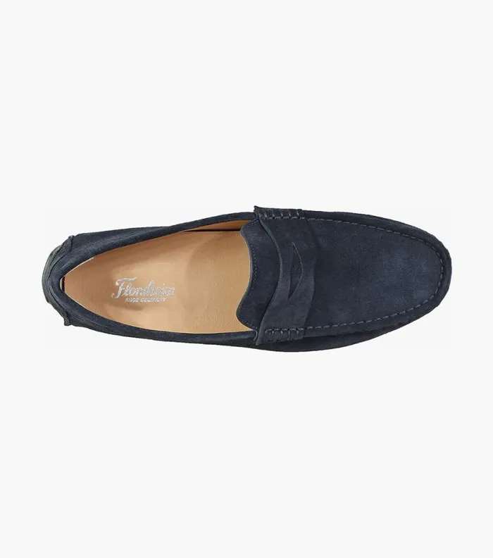 Men Fuego Moc Toe Penny Loafer Navy Suede Florsheim Dress Shoes