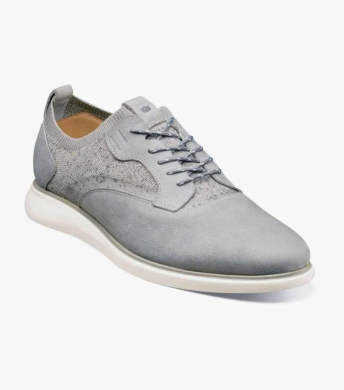 Men Fuel Knit Plain Toe Oxford Light Gray Florsheim Casual Shoes