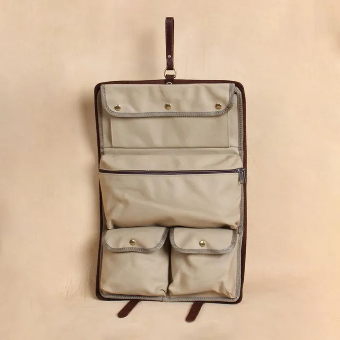 Men Genuine Leather Shave Kit Brown Orvis Packs and Bags