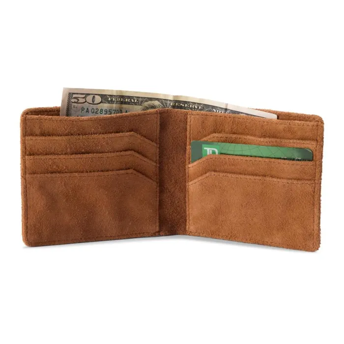Men Goat Suede Billfold Wallet Camel Orvis Wallets