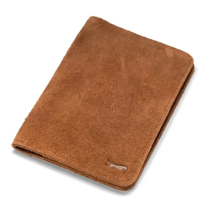 Men Goat Suede Passport Wallet Camel Orvis Wallets