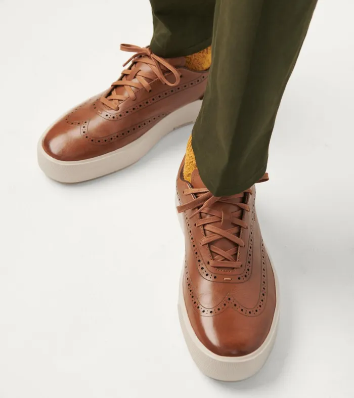 Men GrandProslash Crew Wingtip Sneakers British Tanbirch Cole Haan Sneakers