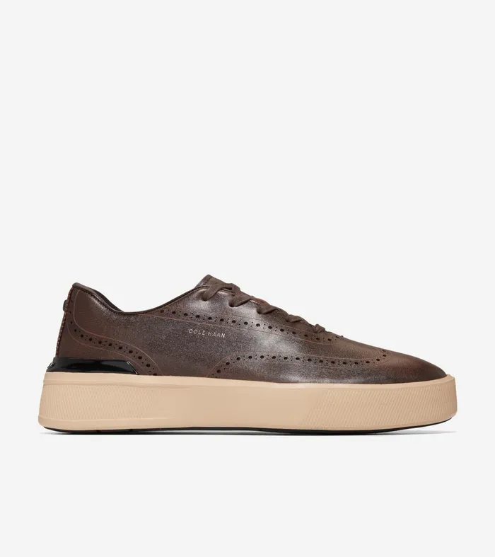 Men GrandProslash Crew Wingtip Sneakers Dark Chocolateoat Cole Haan Sneakers