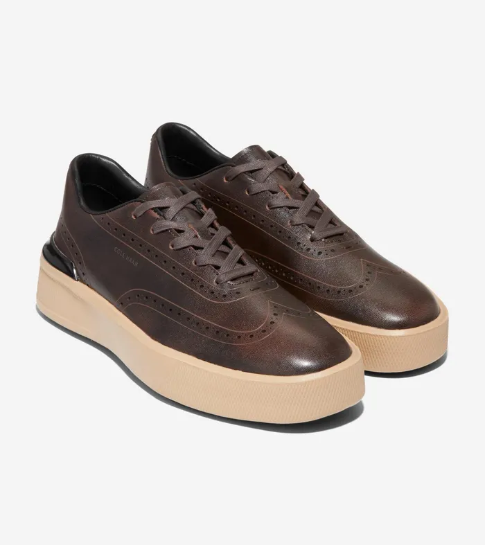 Men GrandProslash Crew Wingtip Sneakers Dark Chocolateoat Cole Haan Sneakers