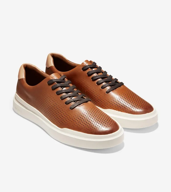 Men GrandProslash Rally Laser Cut Sneakers British Tanivory Cole Haan Sneakers