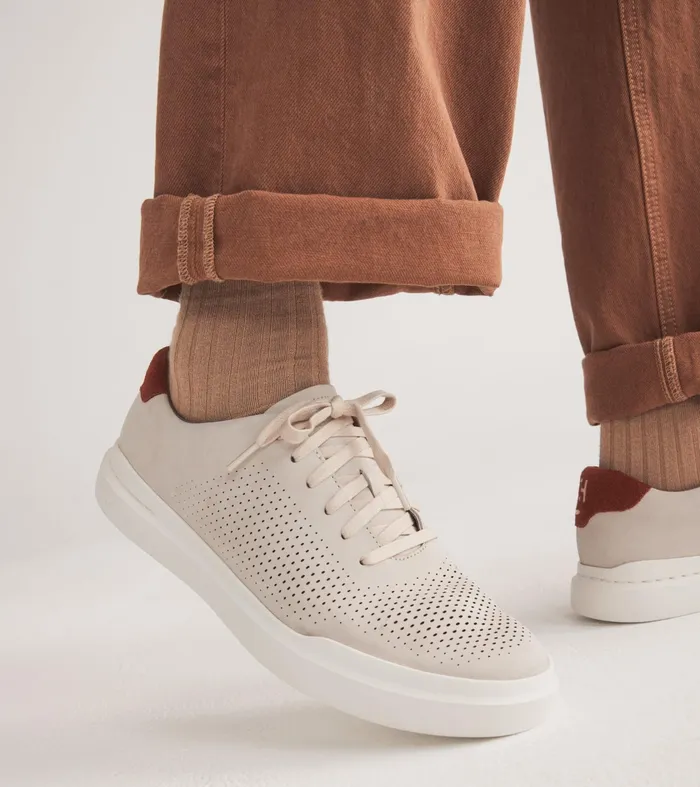 Men GrandProslash Rally Laser Cut Sneakers Silver Liningscotchivory Cole Haan Sneakers