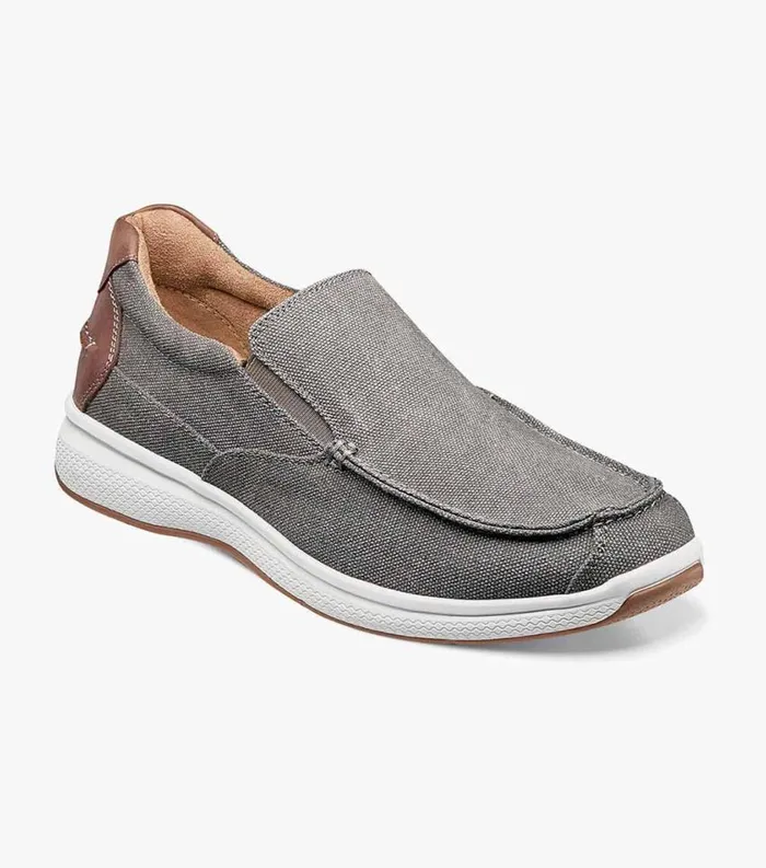 Men Great Lakes Canvas Moc Toe Slip On Gray Florsheim Casual Shoes