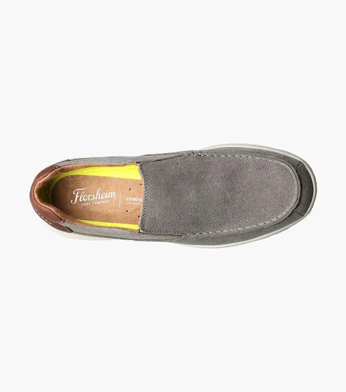 Men Great Lakes Canvas Moc Toe Slip On Gray Florsheim Casual Shoes