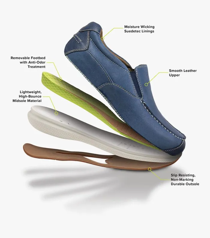 Men Great Lakes Canvas Moc Toe Slip On Navy Florsheim Casual Shoes