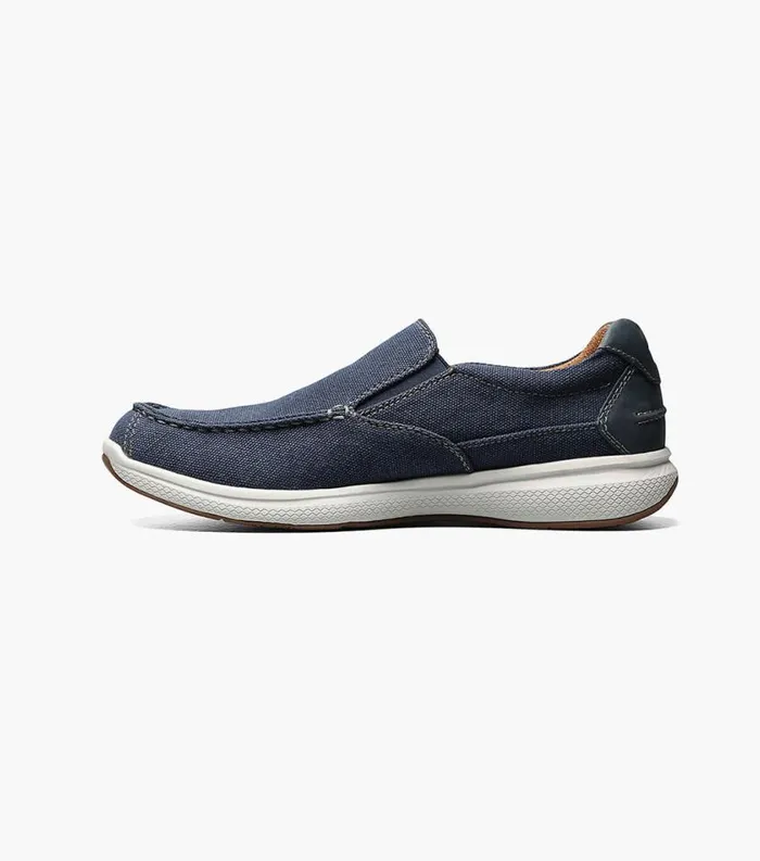Men Great Lakes Canvas Moc Toe Slip On Navy Florsheim Casual Shoes