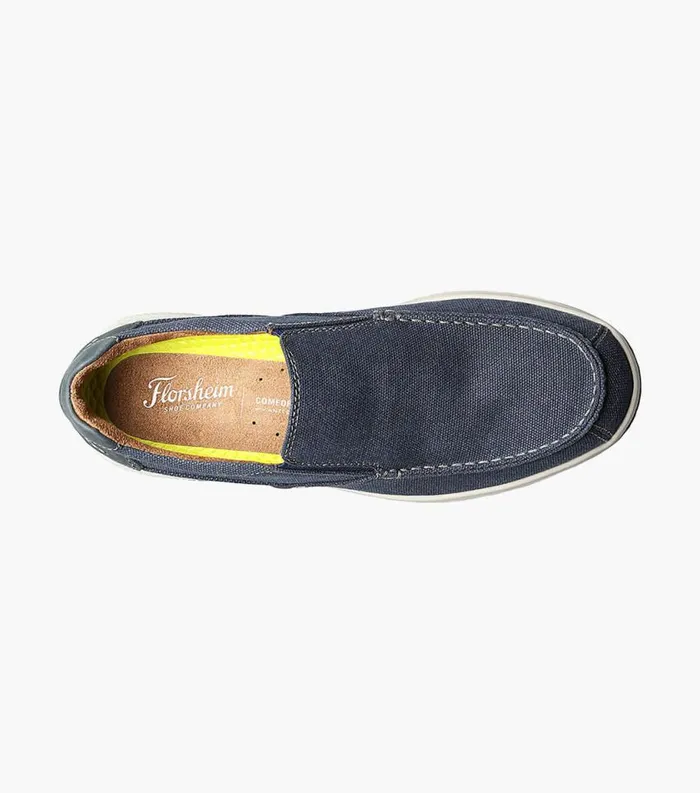 Men Great Lakes Canvas Moc Toe Slip On Navy Florsheim Casual Shoes