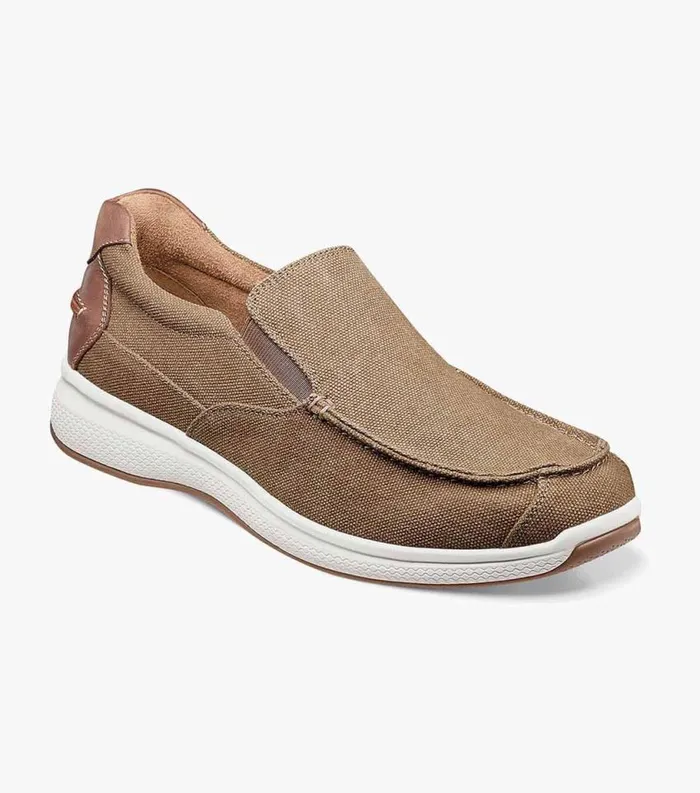 Men Great Lakes Canvas Moc Toe Slip On Sand Florsheim Casual Shoes
