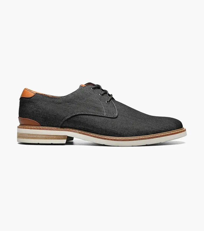 Men Highland Canvas Plain Toe Oxford Black Florsheim Casual Shoes
