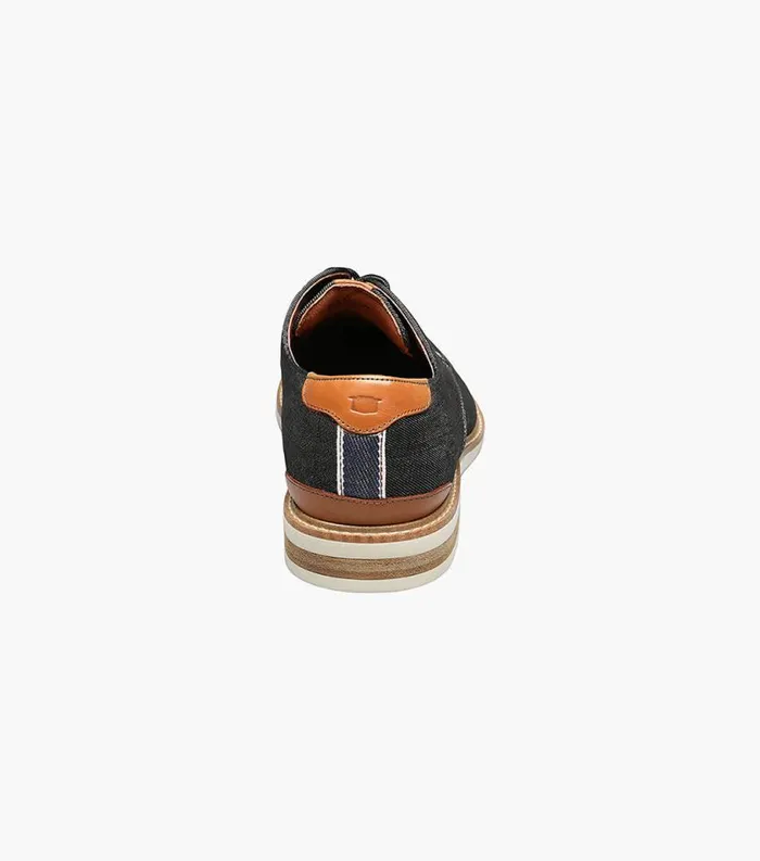 Men Highland Canvas Plain Toe Oxford Black Florsheim Casual Shoes