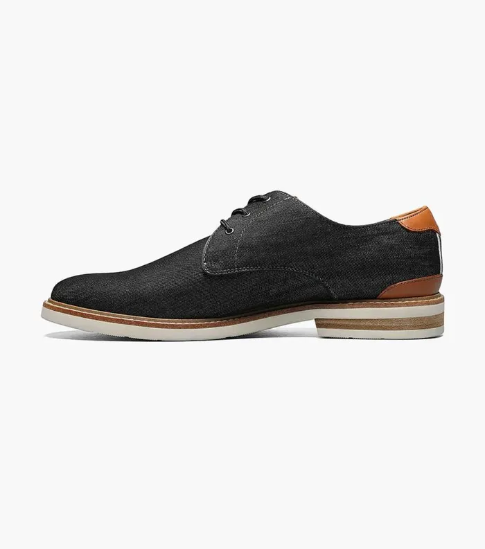 Men Highland Canvas Plain Toe Oxford Black Florsheim Casual Shoes